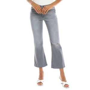 HUDSON - NATALIE DISTRESSED MID RISE BOOTCUT CROP JEANS IN GRAVEYARD